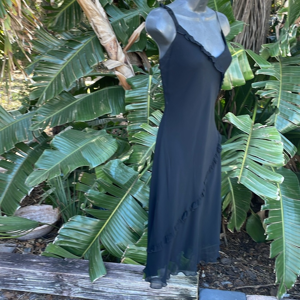 Vintage cinnamon girl, silk asymmetric bias, cut slip dress with ruffle - Picture 3 of 8